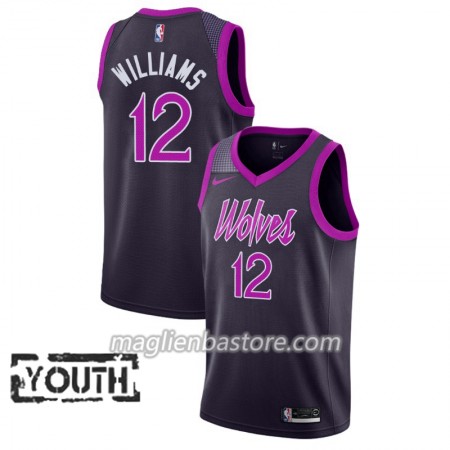 Maglia NBA Minnesota Timberwolves C.J. Williams 12 2018-19 Nike City Edition Viola Swingman - Bambino